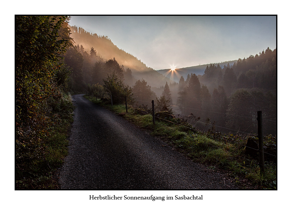 Herbstlicher Sonnenaufgang im Sasbachtal