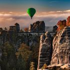 herbstlicher Sonnenaufgang über der Bastei