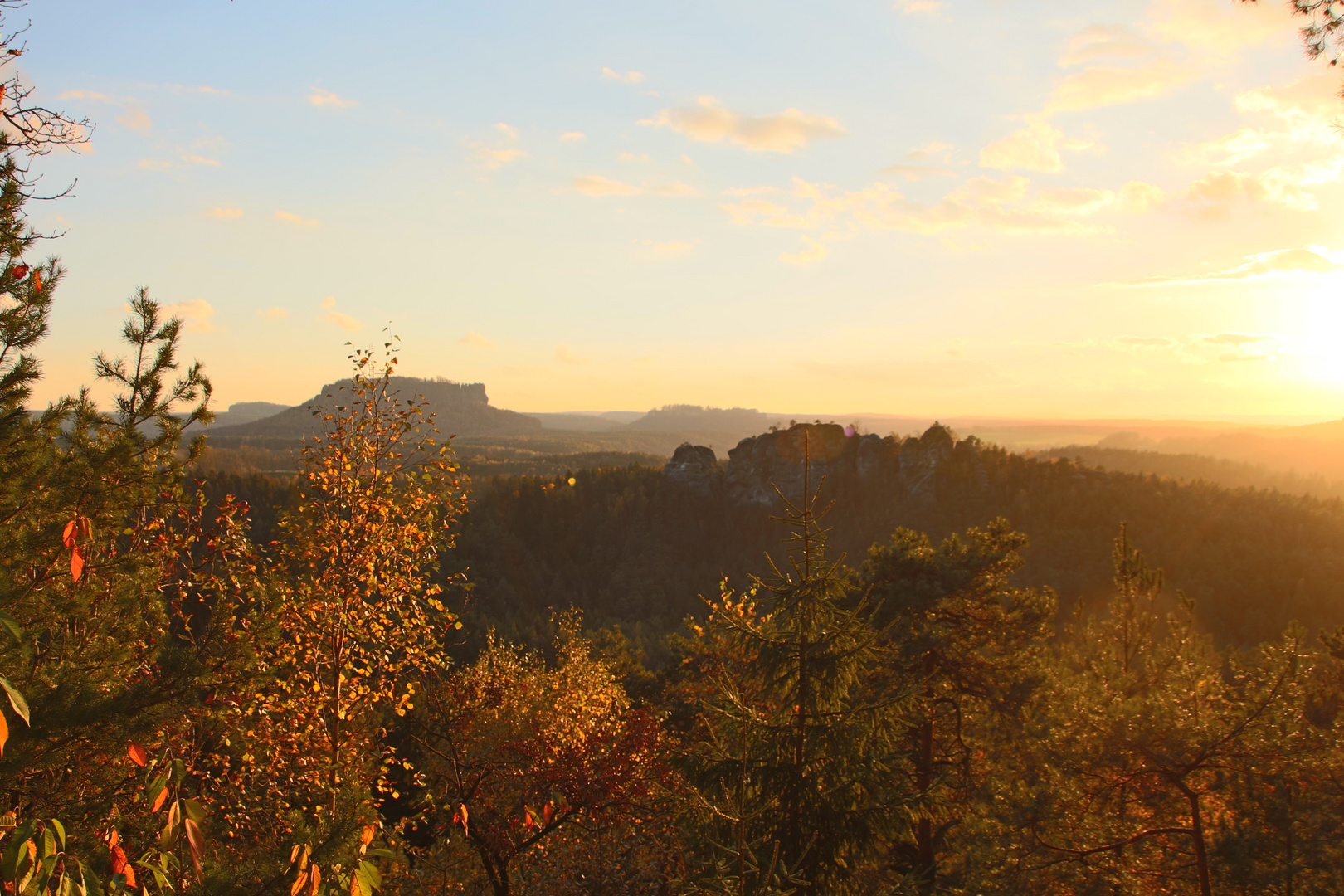 Herbstliches Abendlicht in der Sächsischen Schweiz