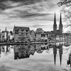 Herbstliches schwarzweißes Lübeck