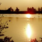 Herbstsonnenuntergang am See