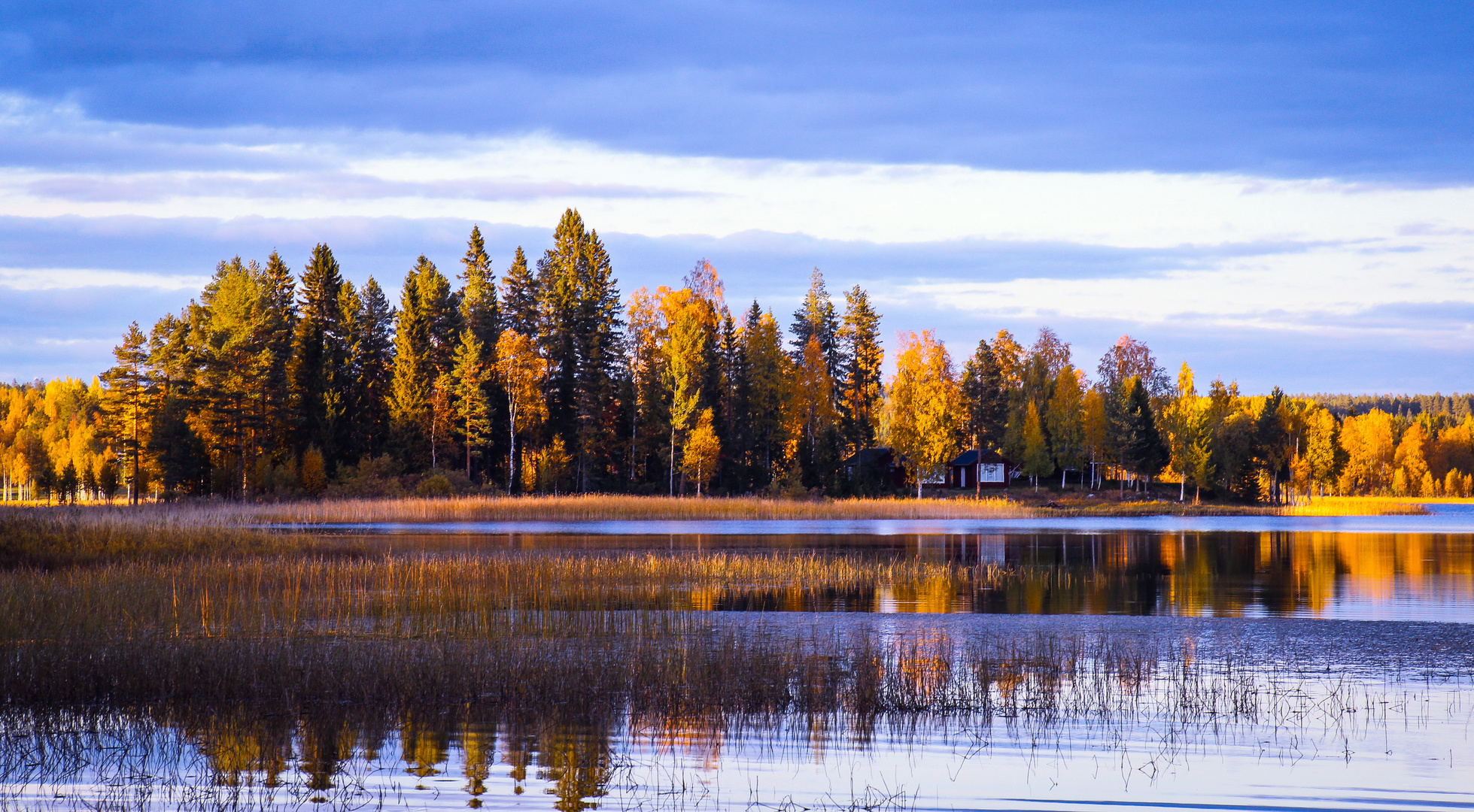 Herbststimmung Vattuträsk See am Polarkreis 