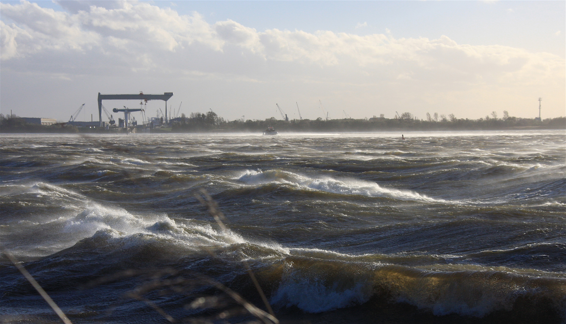 Herbststurm an der Elbe vor Blankenese