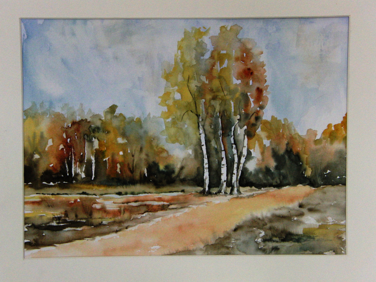 herbstwald in aquarell