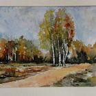 herbstwald in aquarell