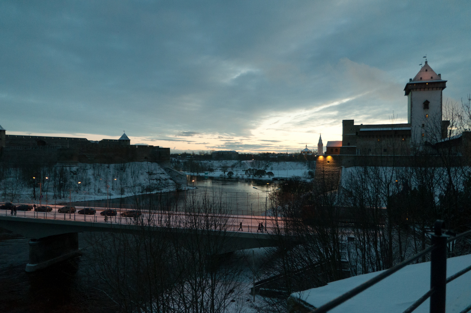 Hermannsfeste 2 (Narva, Estland) - Festung Iwangorod - Abendstimmung im Winter