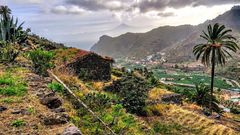 Hermigua Talblick mit Teide - La Gomera