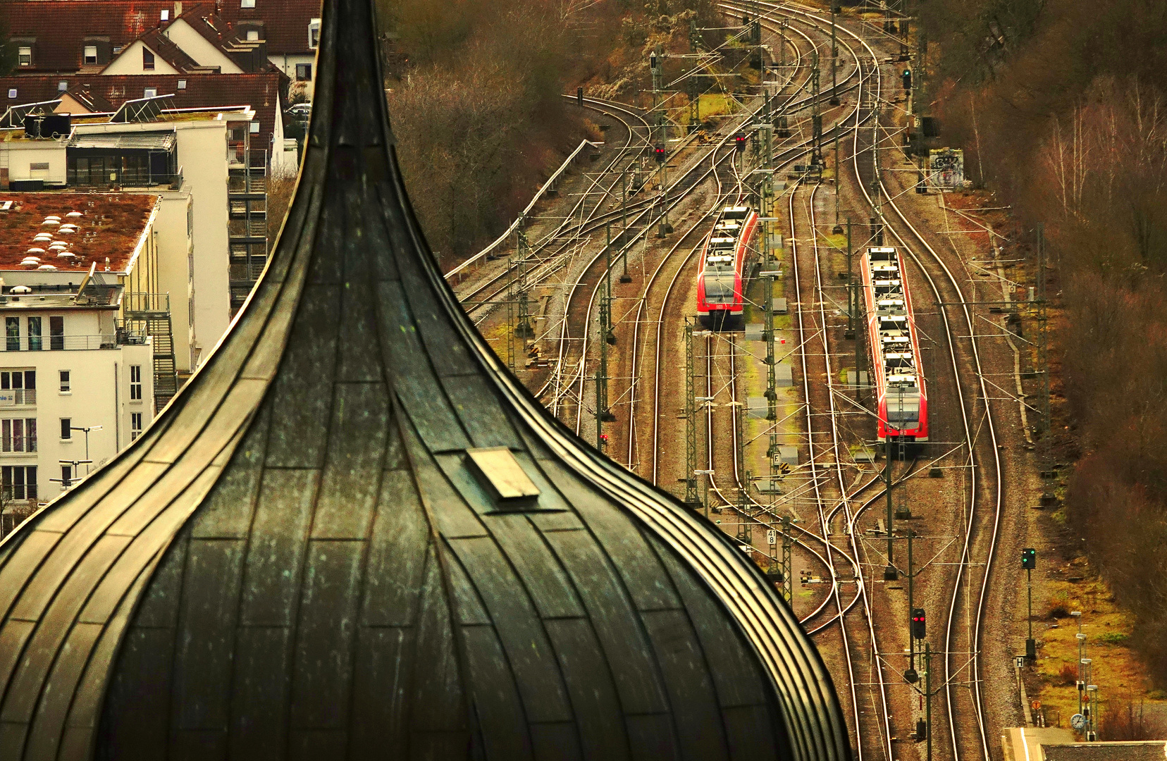 herrenberg bahnanlage mit kirchturm