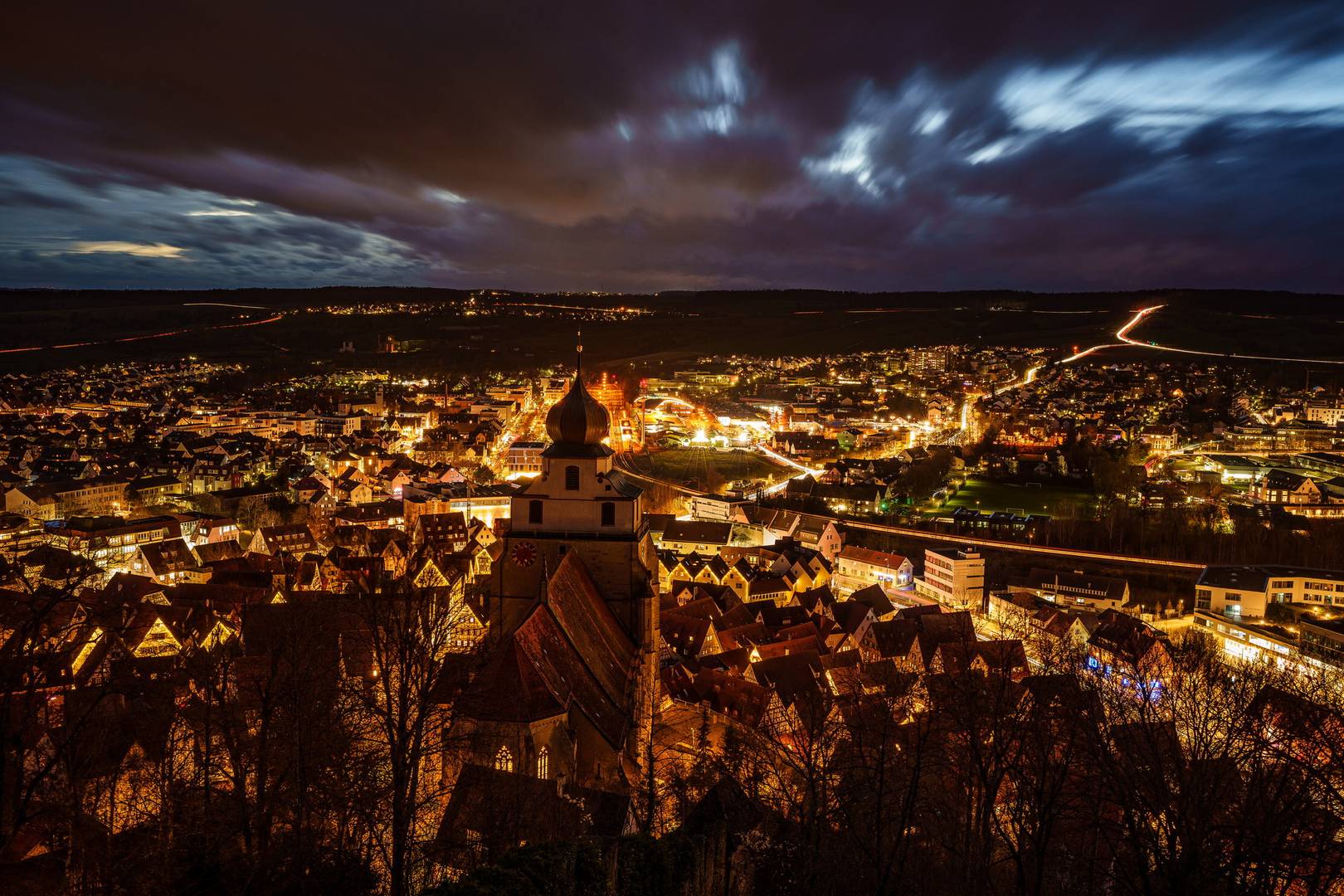 Herrenberg mit Stiftskirche am Abend 