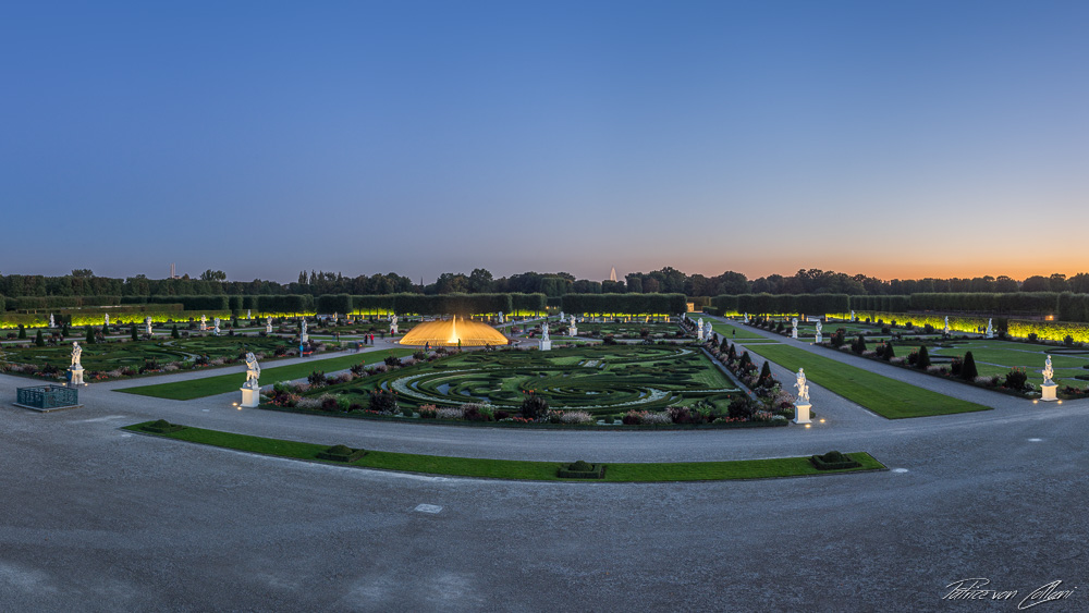 Herrenhäuser Gärten Panorama Foto & Bild blue, park, sunset Bilder