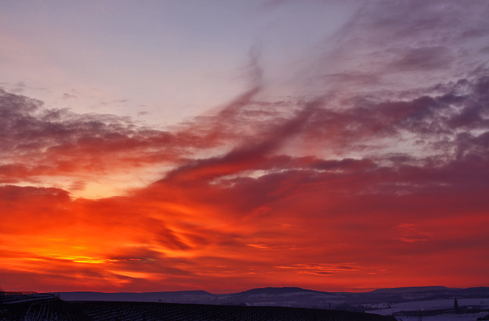 Herrliches Morgenrot am 04.02. aber nur für wenige Minuten und...