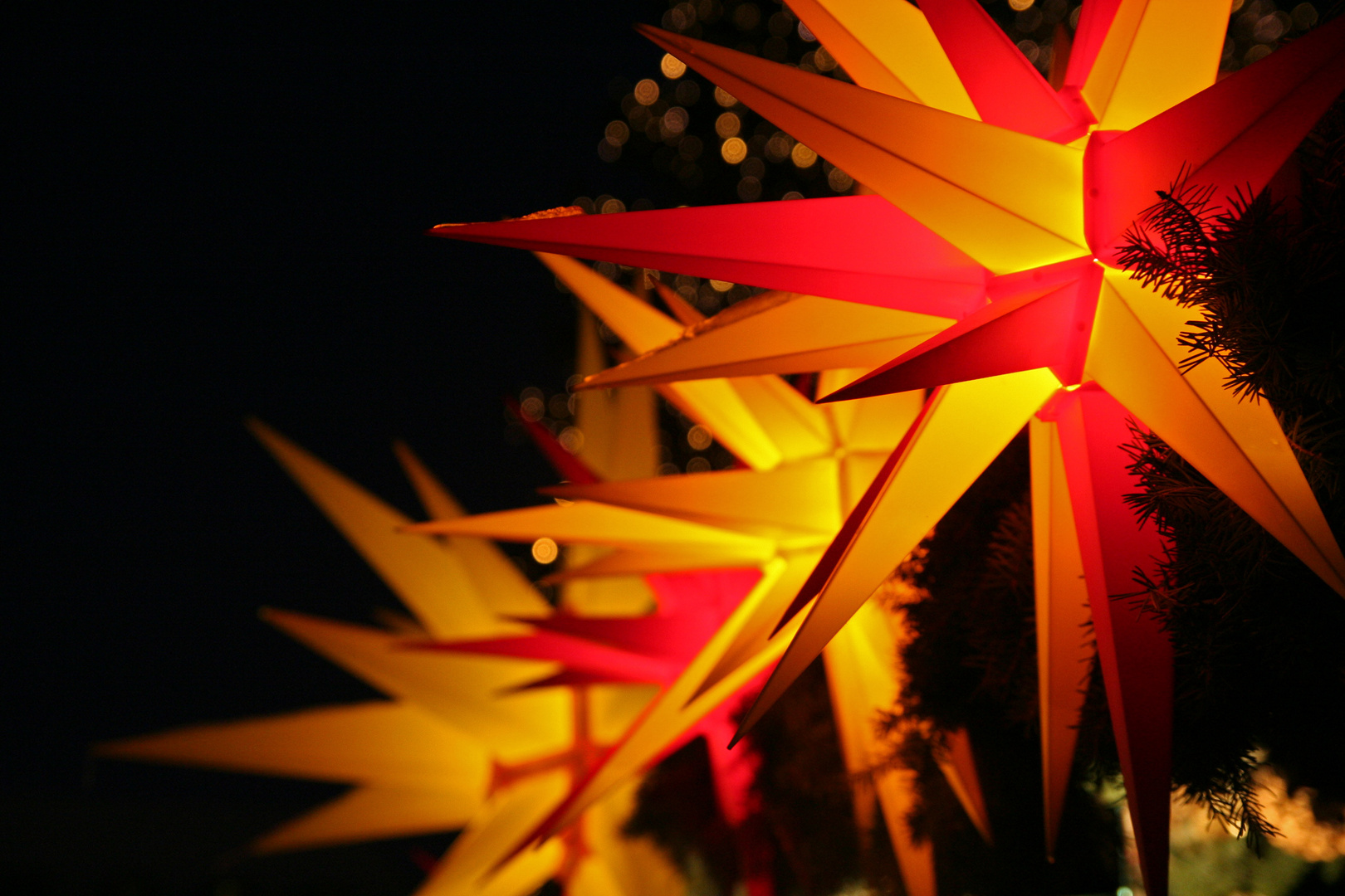 Herrnhuter Sterne auf Dresdner Weihnachtsmarkt