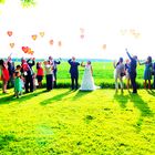 Herzchen-Luftballons auf einer Hochzeit