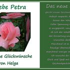 Herzliche Glückwünsche liebe Petra