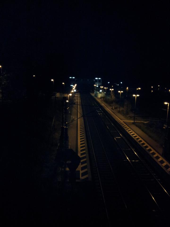 He´s waiting for train on midnight