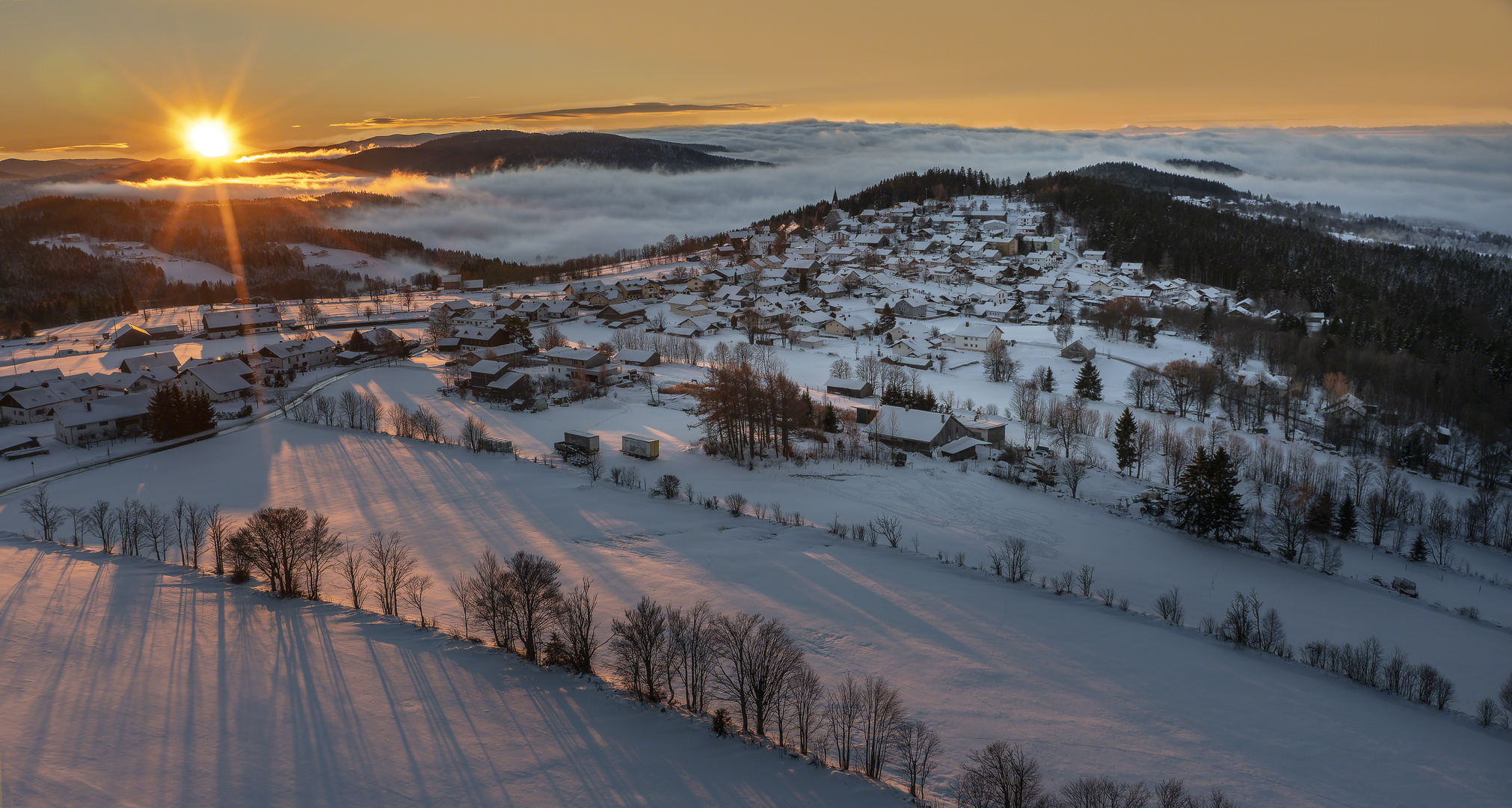 Heute am Morgen kurz nach Sonnenaufgang in Finsterau