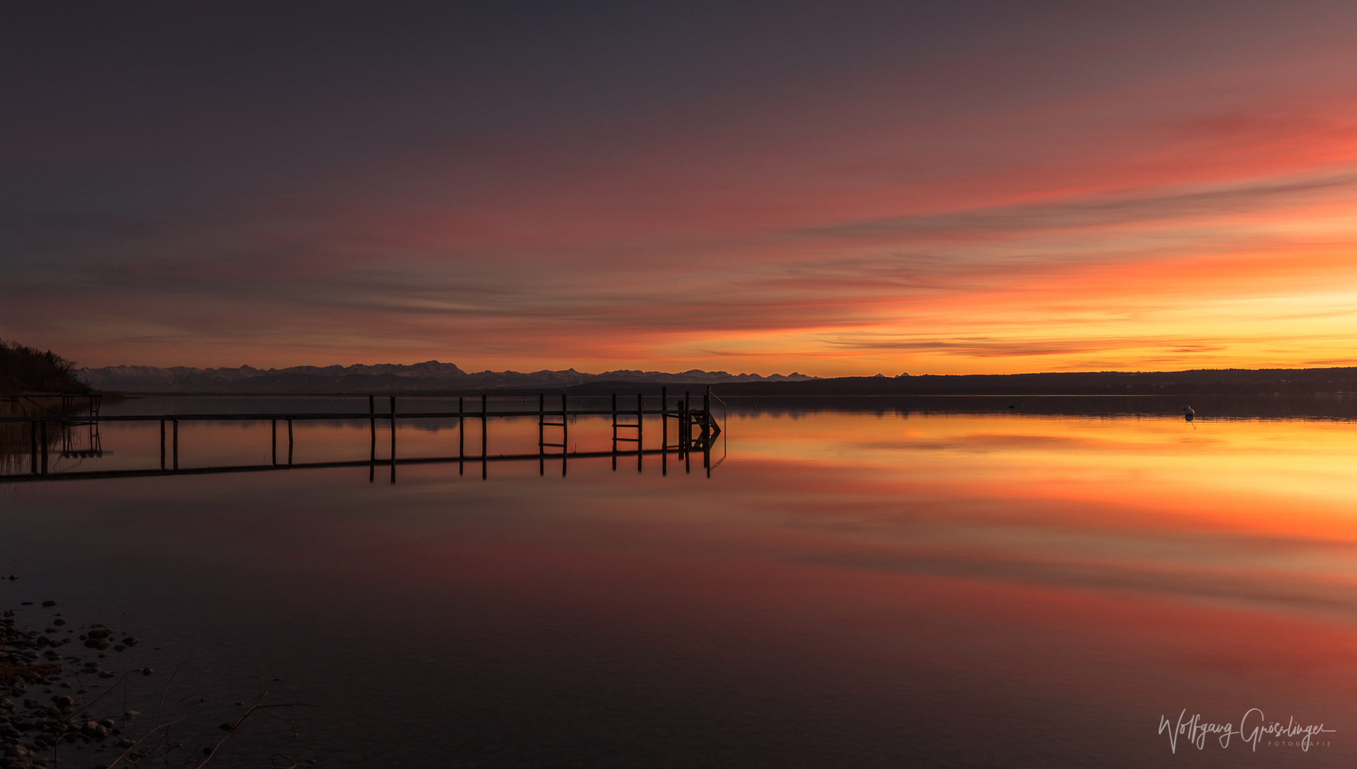 Heute der Sonnenuntergang am Ammersee