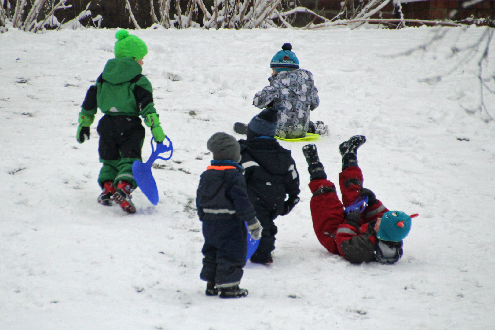 Heute in Cottbus: Rodelnde Kinder