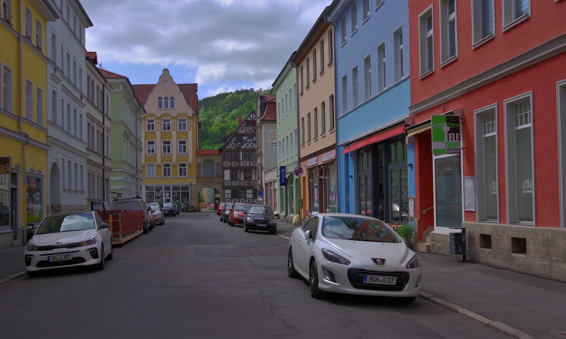 heute in Meiningen, schöne farbige Häuser