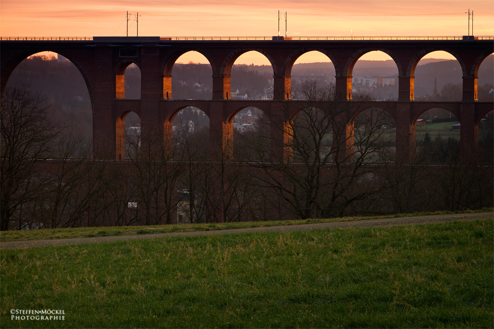 Heute Morgen an der Göltzschtalbrücke