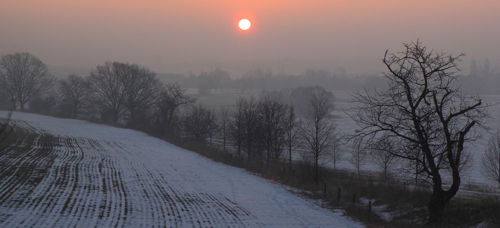 Heute Morgen vor einer Stunde der Start in den dunstigen Sonnentag...