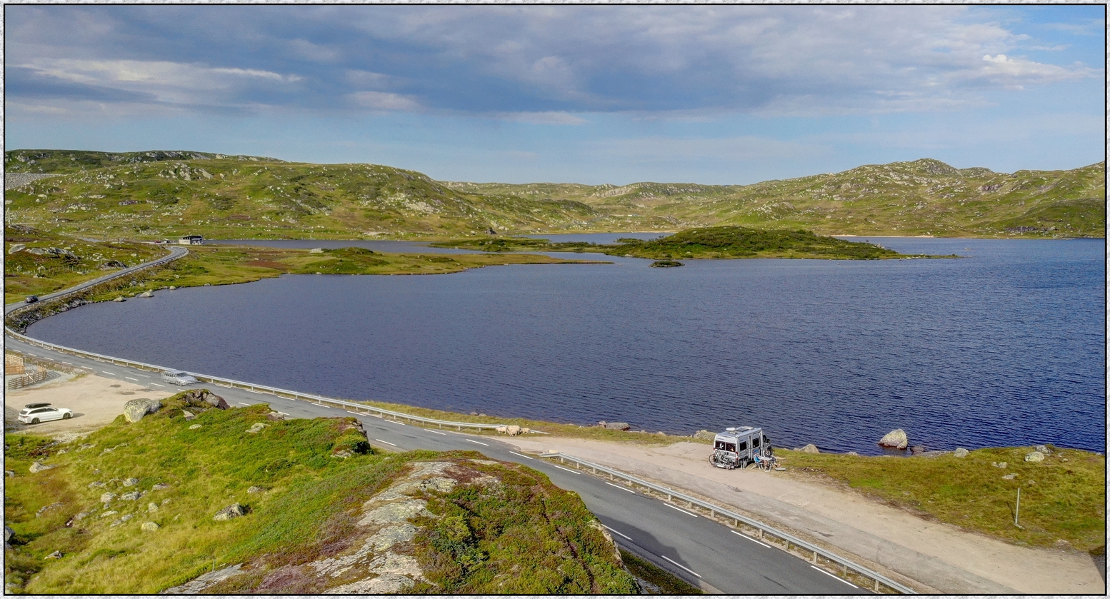 Håhellervatnet Freisteh-Feeling am Suleskarvegen (4.Juli); Norwegen-Camperreise 2019