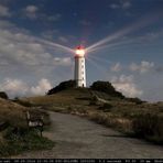 Hiddensee, Leuchtturm Dornbusch im Vollmondlicht