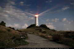 Hiddensee, Leuchtturm Dornbusch im Vollmondlicht