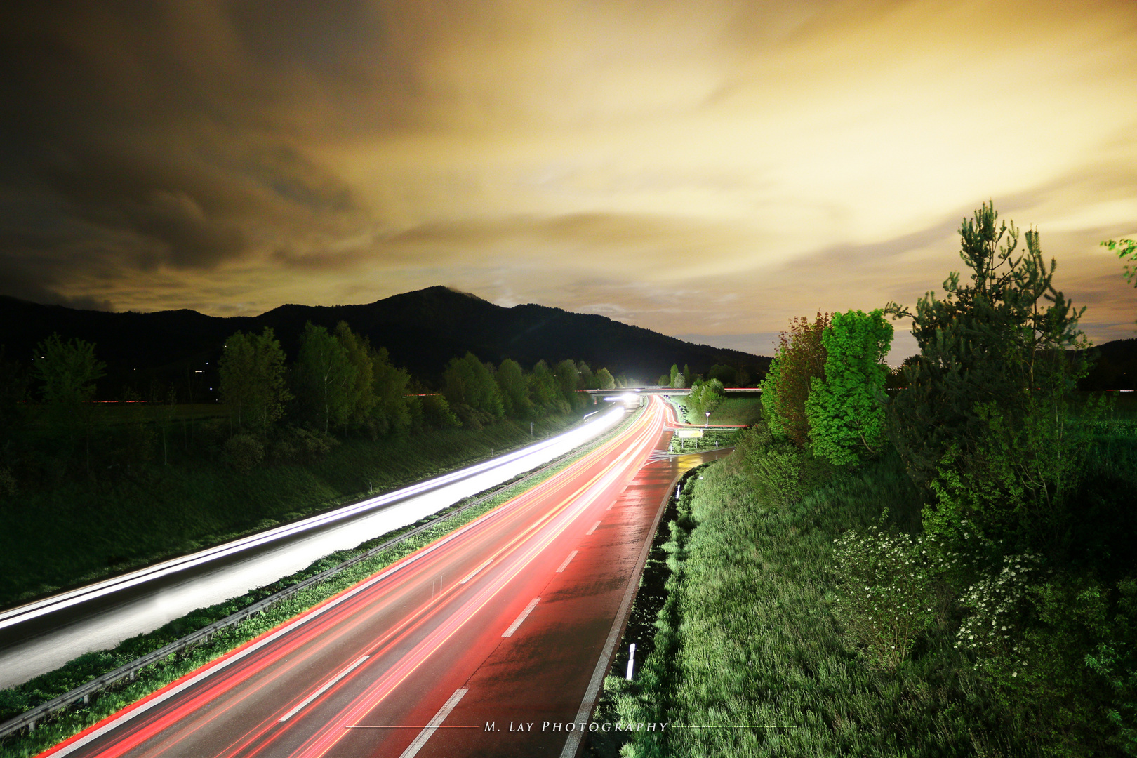 Highway and light polluted sky