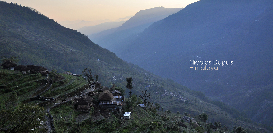 Himalayan valley at dusk