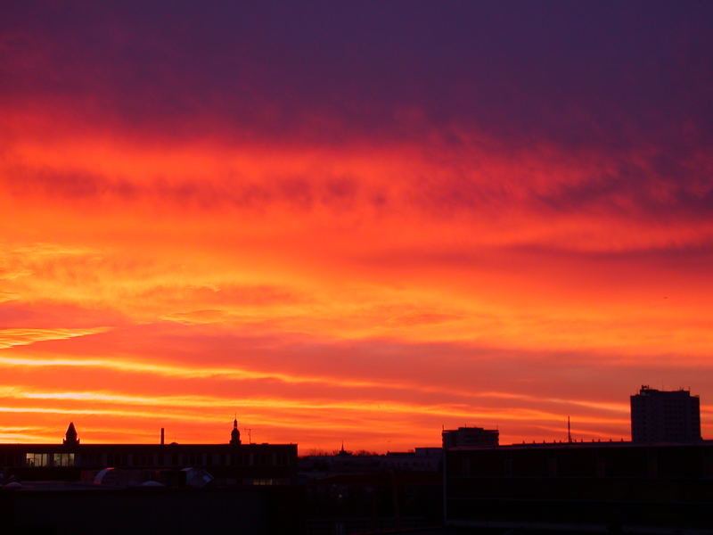 Himmel heute morgen über Cottbus