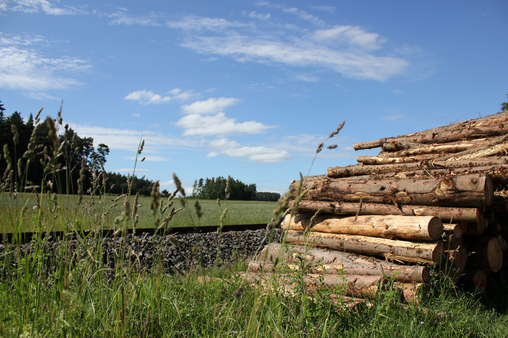 Himmel Holz und Gleise