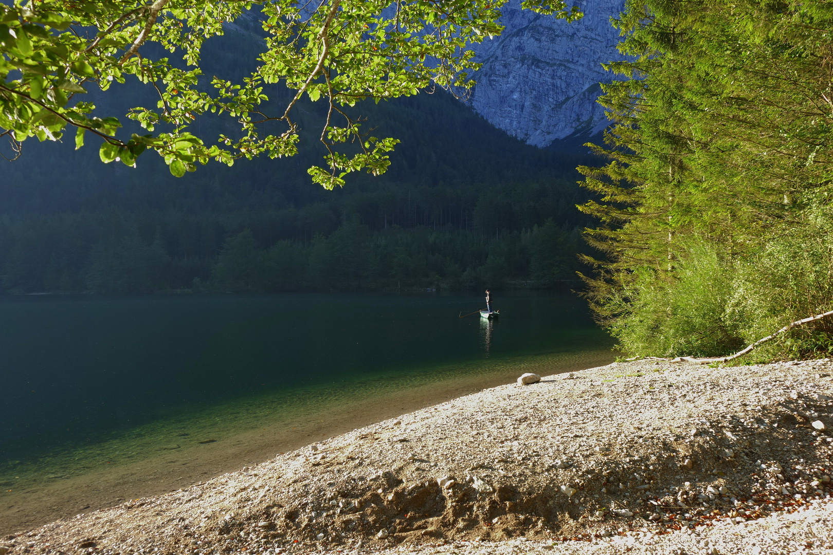 Hinterer Langbathsee  Morgenstimmung  Fischer