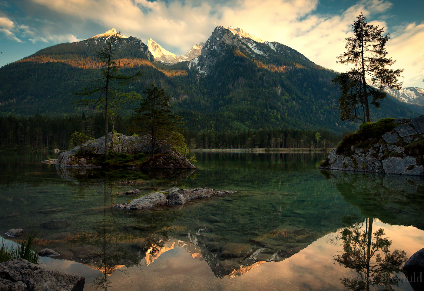 Hintersee mit Hochkalter in der Abendsonne