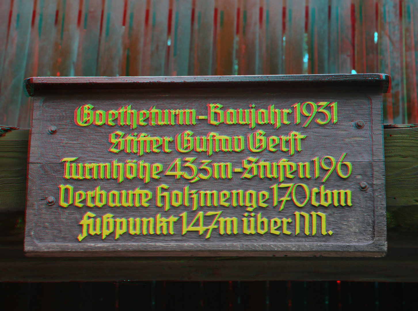 Hinweisschild am Goetheturm in Frankfurt