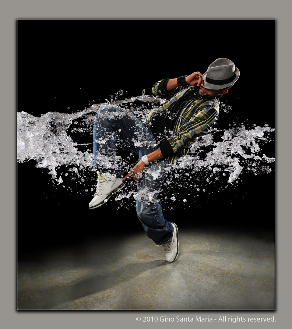 Hip Hop Dancer Splashing Water