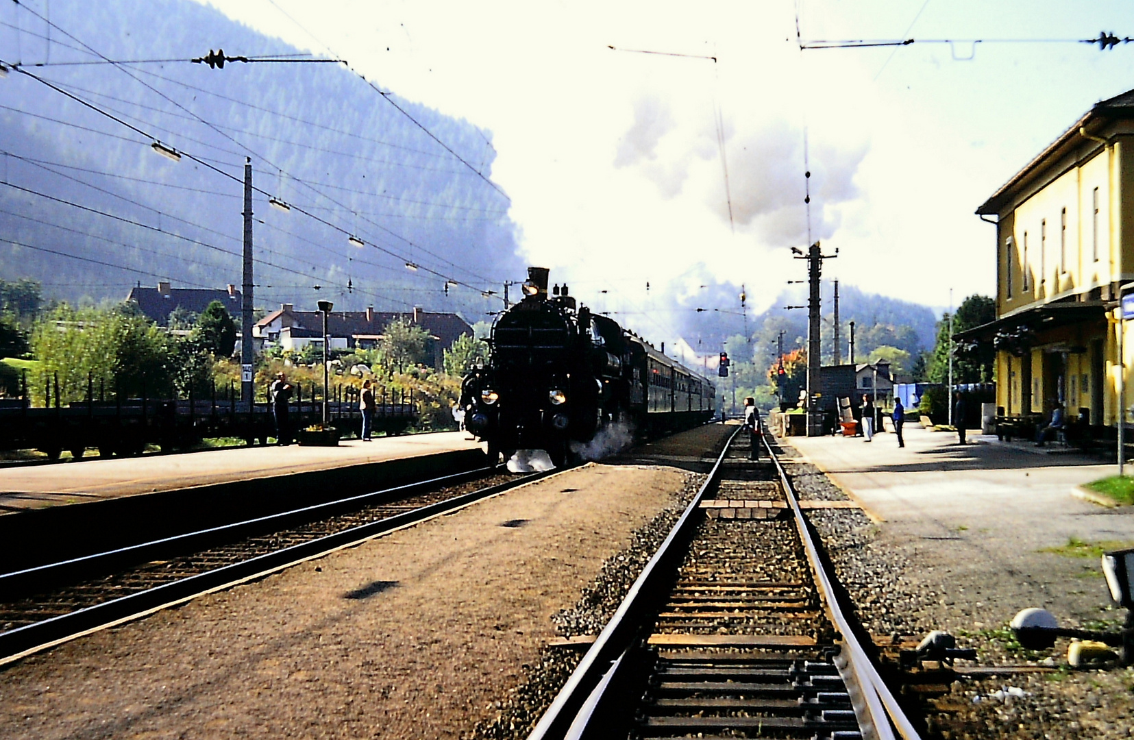  historisch Kindberg Scheineinfahrt von Sonderzug 