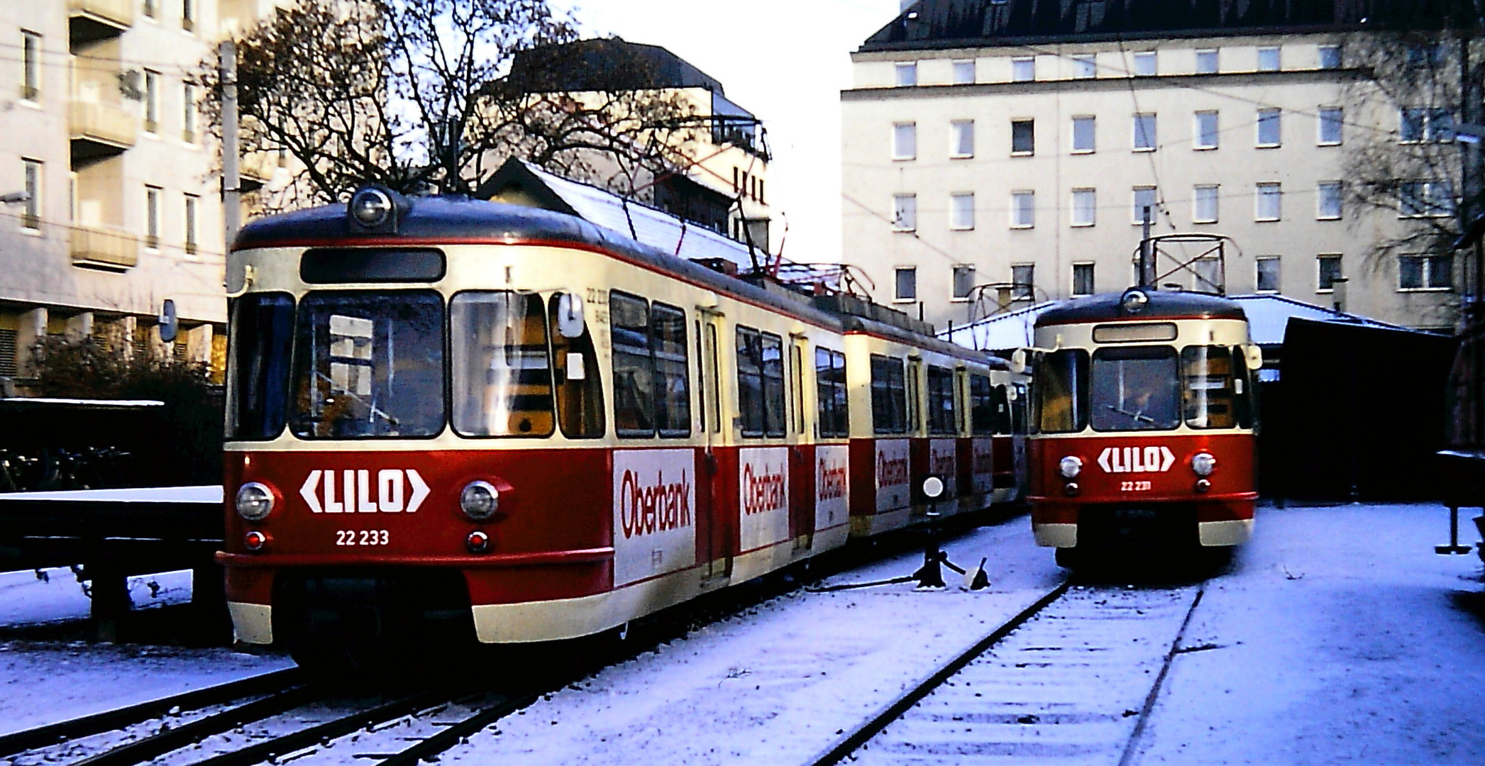 historisch Linz Lokalbahnhof am 1.12.1990 