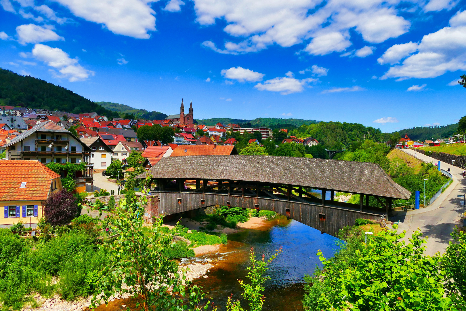 Historische Holzbrücke in Forbach