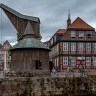 Historischer Holztretkran am Hansehafen Stade