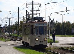 Historischer Triebwagen Nr. 1122 der Rhein-Haardt-Bahn nahe Ludwigshafen/Giulini