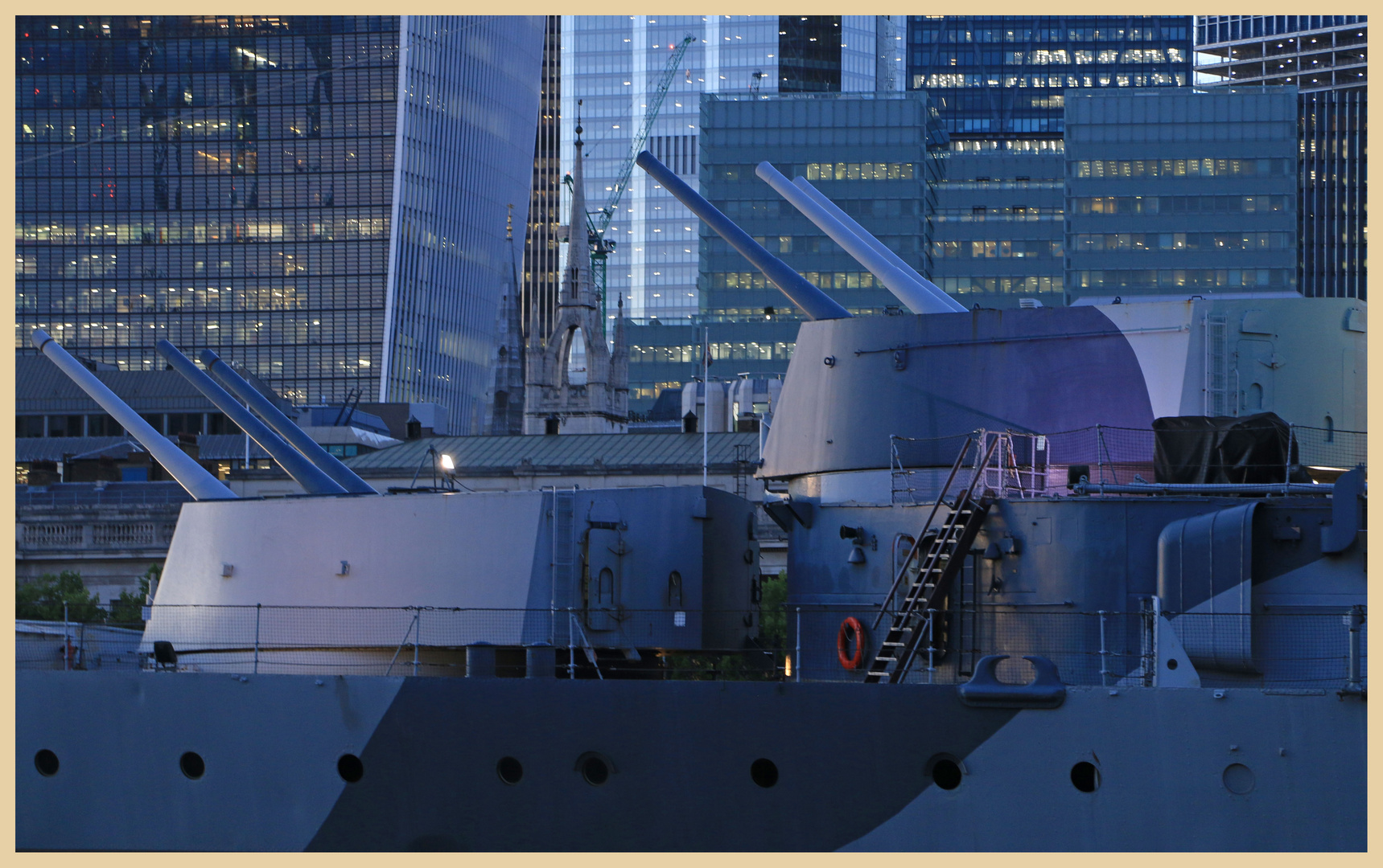 HMS Belfast at night