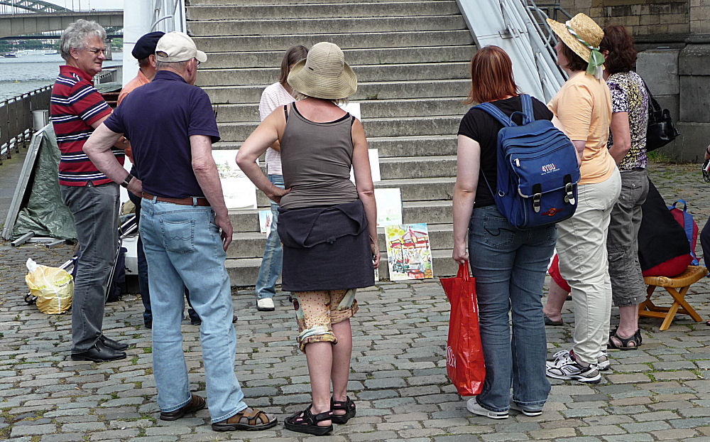 Hobbymalergruppe am Kölner Rheinufer