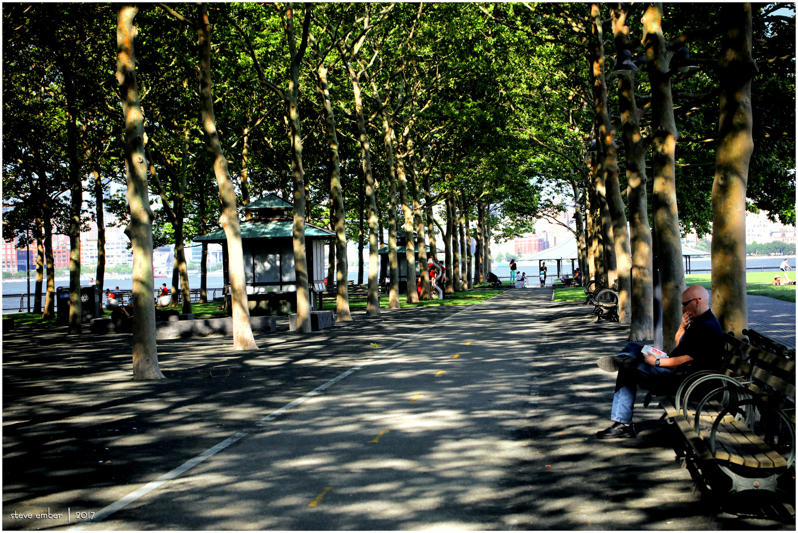 Hoboken Summer No. 1 - A Sun-Dappled Walk in Pier A Park