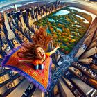 Hoch oben über Manhattan (KI-Bild erstellt mit DALL E3)