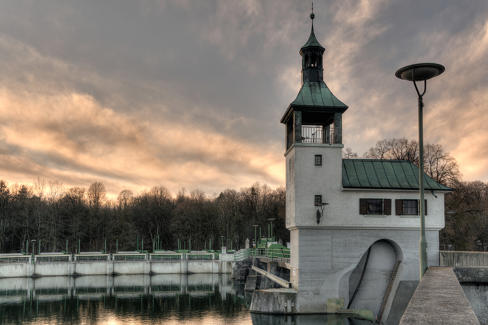 Hochablass in Augsburg - Getriebehäuschen mit Glockenturm