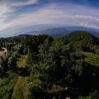 Hochblauen mit Fisheye-Objektiv