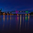 Hochbrücke Rendsburg nachts beleuchtet