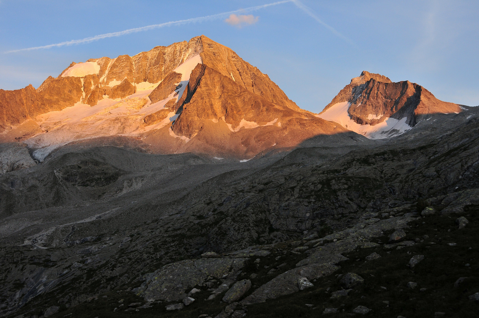 Hochgall und Wildgall im Abendlicht (Rieserferner-Gruppe)