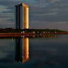 Hochhaus im Sonneuntergang